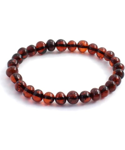 Baltic Amber Adult Stretch Bracelet for Men or Women - 7-8 Inches Long - Polished Beads Cherry 7 inches $11.74 Bracelets