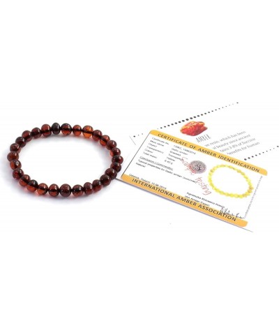 Baltic Amber Adult Stretch Bracelet for Men or Women - 7-8 Inches Long - Polished Beads Cherry 7 inches $11.74 Bracelets