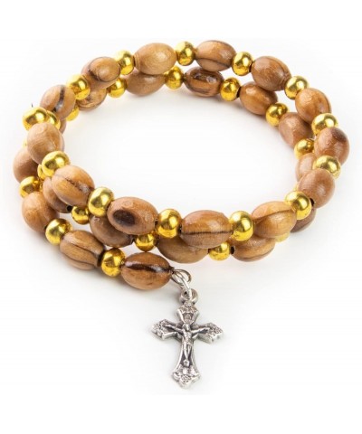 Christian Bracelets For Women From the Holy Land - Helix Stretch Wrap Beaded Bracelets With Grouped Olive Wood, White Prayer ...