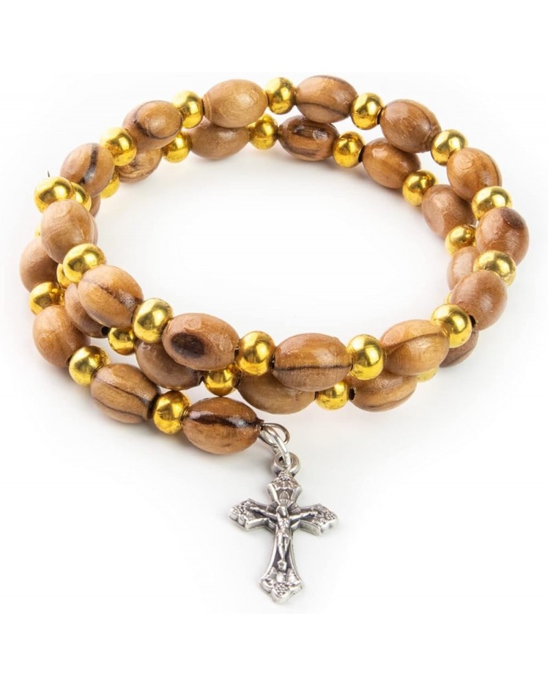 Christian Bracelets For Women From the Holy Land - Helix Stretch Wrap Beaded Bracelets With Grouped Olive Wood, White Prayer ...