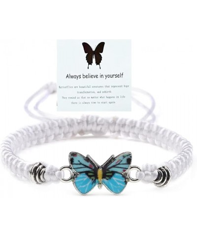 Always Believe in Yourself Butterfly Bracelets for Teen Girls，Butterfly Charm Bracelet for Women Adjustable Hand Woven Jewelr...