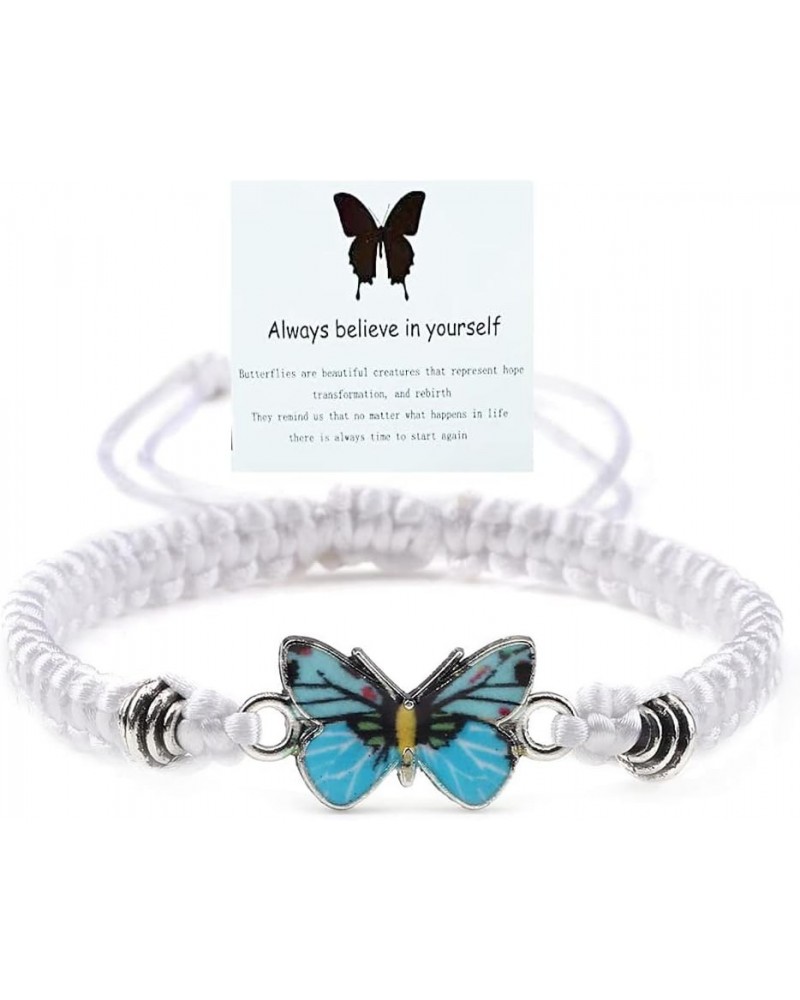 Always Believe in Yourself Butterfly Bracelets for Teen Girls，Butterfly Charm Bracelet for Women Adjustable Hand Woven Jewelr...