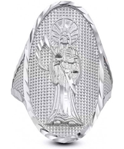 Grim Reaper .925 Sterling Silver Nuestra Señora de la Santa Muerte Our Lady of the Holy Death Oval Statement Ring $18.19 Rings