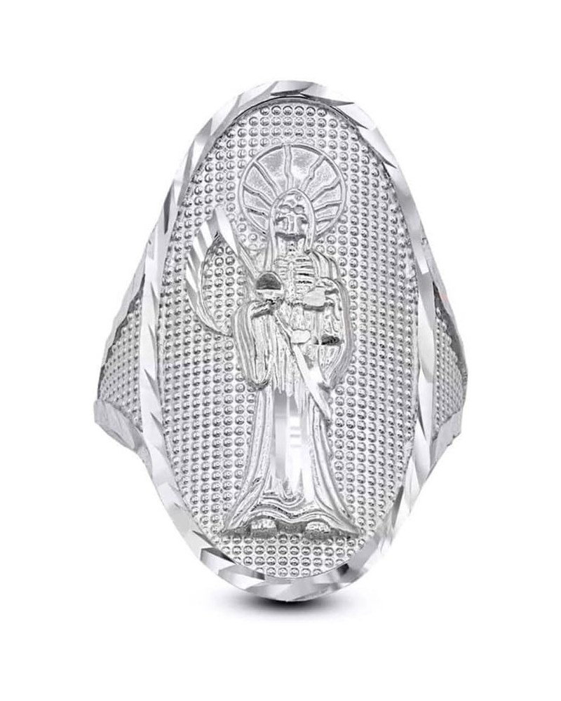 Grim Reaper .925 Sterling Silver Nuestra Señora de la Santa Muerte Our Lady of the Holy Death Oval Statement Ring $18.19 Rings