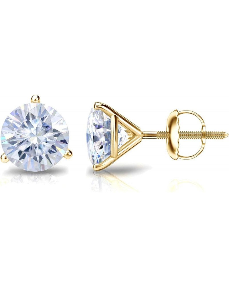 1 to 7 Carat Moissanite Round Stud Earrings in 18k Gold (G-H, cttw) 3-Prong Martini Set, Screw Back Yellow Gold 4.0 carats $7...