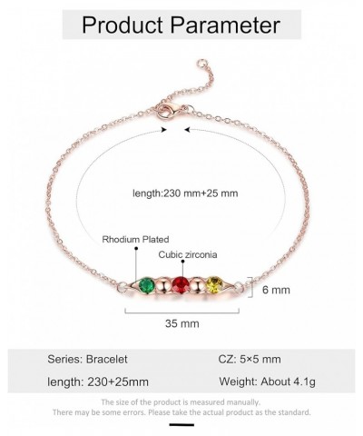 Personalized Link Bracelets for Women Custom Link Bracelet with 1-5 Simulated Birthstones Charm Bracelets Jewelry Pea in a Po...