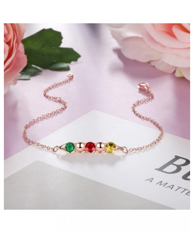 Personalized Link Bracelets for Women Custom Link Bracelet with 1-5 Simulated Birthstones Charm Bracelets Jewelry Pea in a Po...