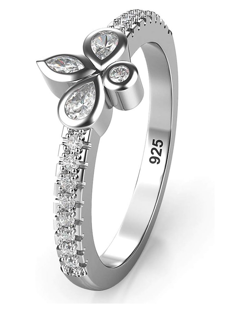 Sterling Silver CZ Fleur de lis Wedding Engagement Ring $8.84 Rings