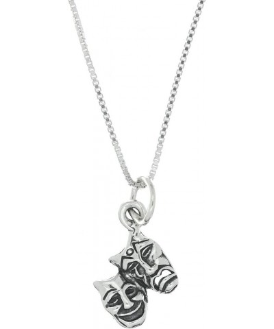 Sterling Silver Oxidized Medium Size Drama Theater Comedy Tragedy Mask Necklace 20.0 Inches $15.80 Necklaces