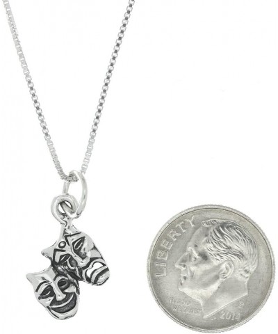 Sterling Silver Oxidized Medium Size Drama Theater Comedy Tragedy Mask Necklace 20.0 Inches $15.80 Necklaces