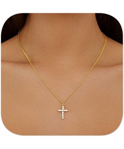 Gold Cross Necklace for Women Trendy | 14K Gold Plated Simple Cross Pendant Choker Necklace with Layered Chain Necklaces Set ...