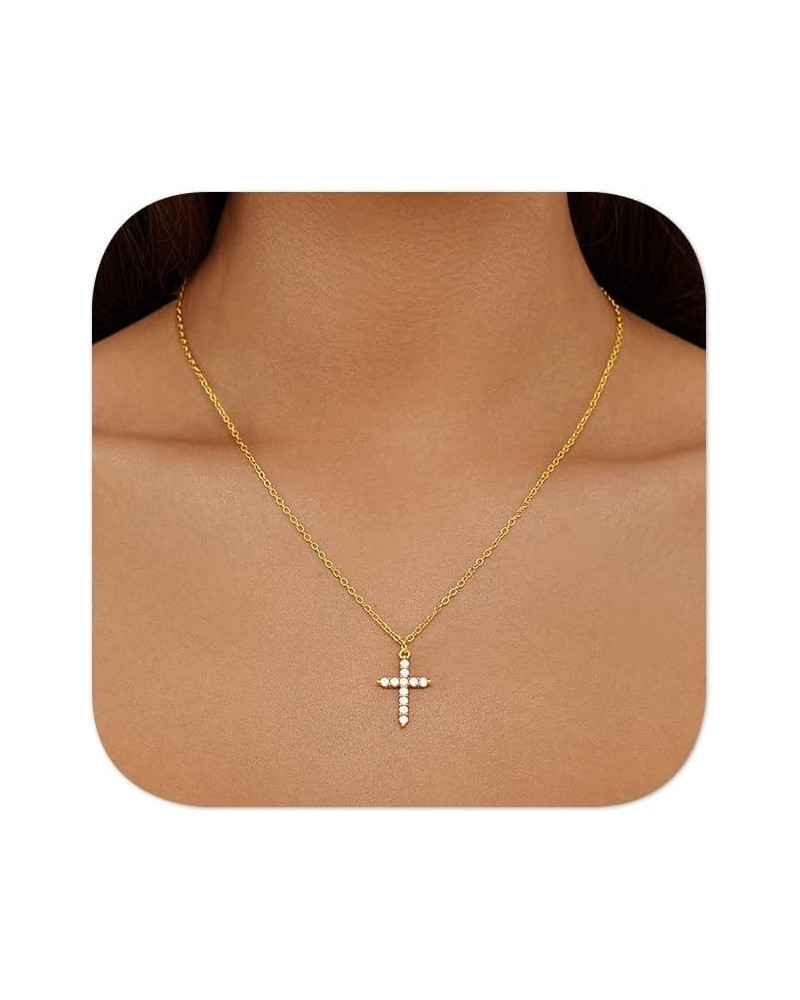 Gold Cross Necklace for Women Trendy | 14K Gold Plated Simple Cross Pendant Choker Necklace with Layered Chain Necklaces Set ...