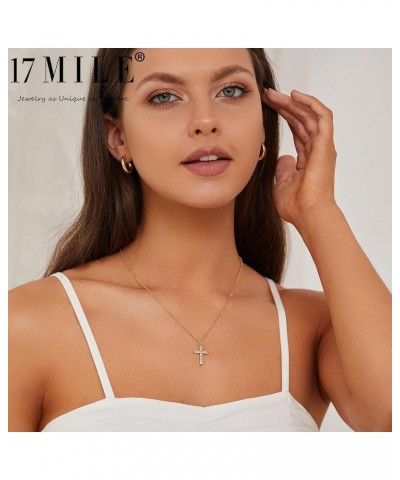 Gold Cross Necklace for Women Trendy | 14K Gold Plated Simple Cross Pendant Choker Necklace with Layered Chain Necklaces Set ...