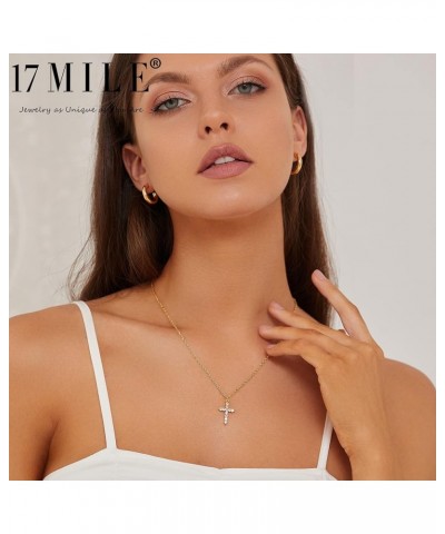 Gold Cross Necklace for Women Trendy | 14K Gold Plated Simple Cross Pendant Choker Necklace with Layered Chain Necklaces Set ...