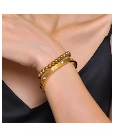 Gold Bracelets for Women - 2Pcs 18K Gold Plated Love Cubic Zirconia Bangle Crystal Friendship Bracelet Jewelry,Wedding Party ...