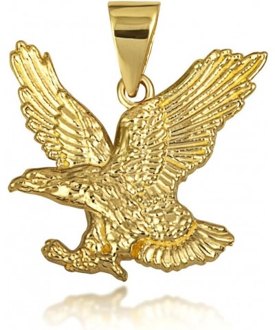 Solid 14k Gold Soaring Bald Eagle Freedeom Pendant (Size Small/Large) Yellow Gold (Large) $51.59 Pendants