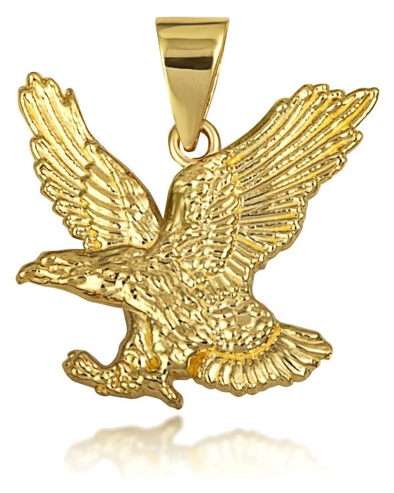 Solid 14k Gold Soaring Bald Eagle Freedeom Pendant (Size Small/Large) Yellow Gold (Large) $51.59 Pendants