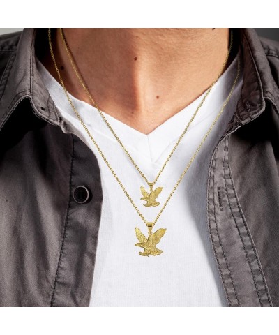 Solid 14k Gold Soaring Bald Eagle Freedeom Pendant (Size Small/Large) Yellow Gold (Large) $51.59 Pendants