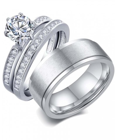 TWO RINGS Wedding Ring Sets His And Hers Promise Ring Couples Bridal Sets Women 925 Sterling Silver aaa Cz Man Wedding Bands ...