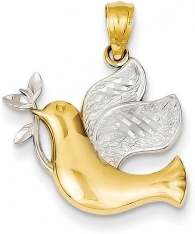 Solid 14k Yellow and White Gold Two Tone Peace Dove Pendant $74.52 Pendants