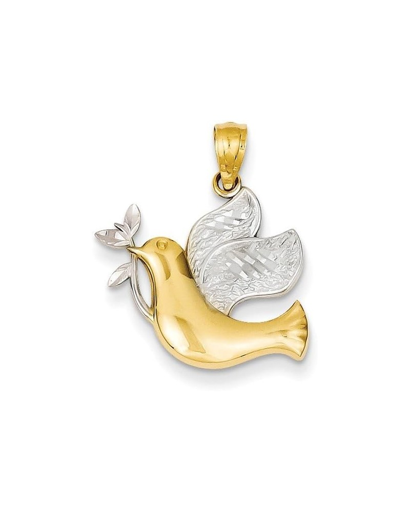 Solid 14k Yellow and White Gold Two Tone Peace Dove Pendant $74.52 Pendants