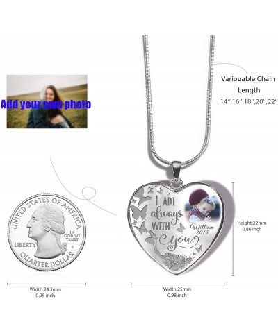 Personalized Photo Memorial Necklace: Customized Picture In Loving Memory Pendant Heartshaped With Wings Snake Chain Necklace...