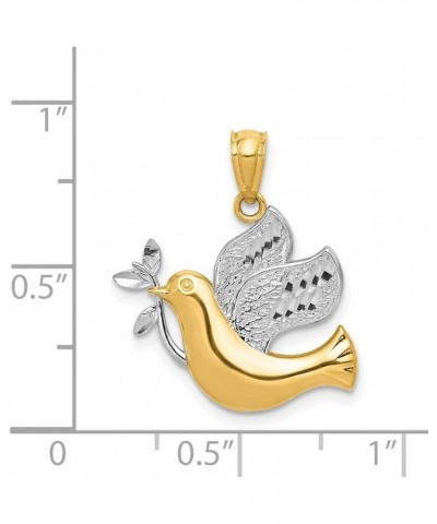 Solid 14k Yellow and White Gold Two Tone Peace Dove Pendant $74.52 Pendants