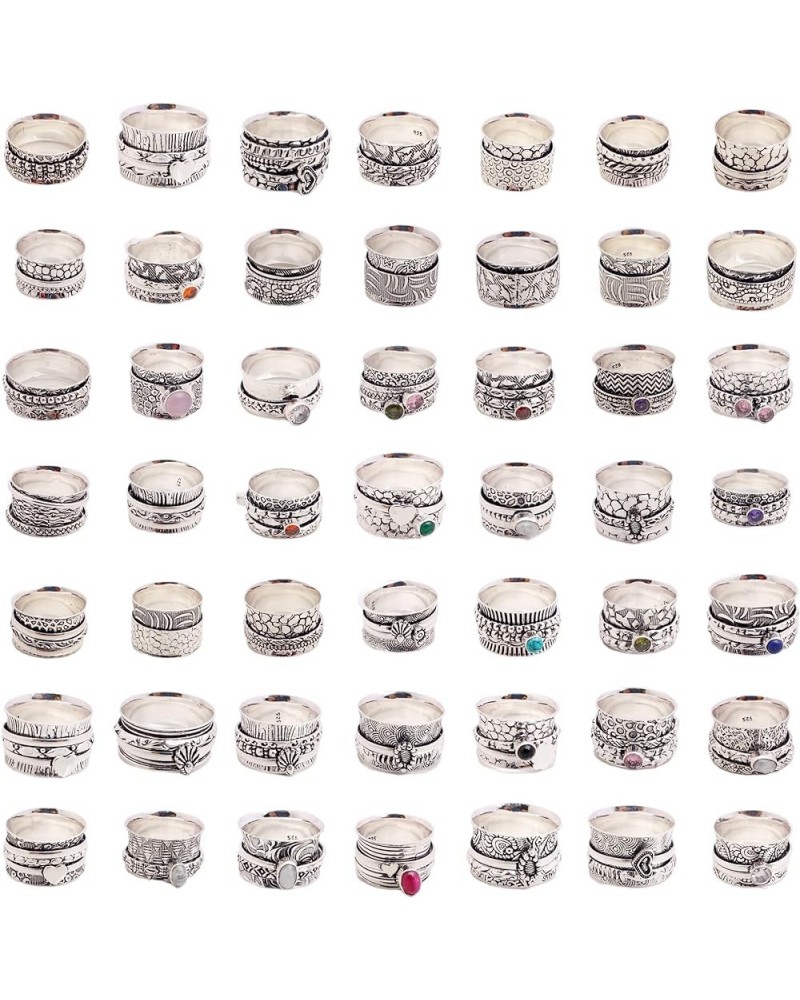 Spinner Rings Wholesale Lot for Women - Rings for Women - Fashion Ring Set, Silver Plated Stress Relief Fidget Spinner Ring, ...