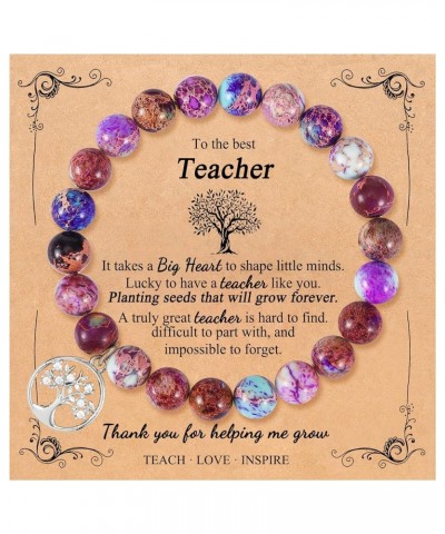 Teacher Appreciation Gifts Graduation Gift for Women Natural Stone Teacher Bracelet Gifts for Women With Gift Message Card Hi...