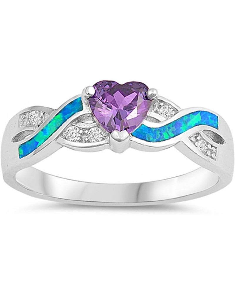 CHOOSE YOUR COLOR Sterling Silver Infinity Knot Heart Promise Ring Blue Purple $9.99 Rings