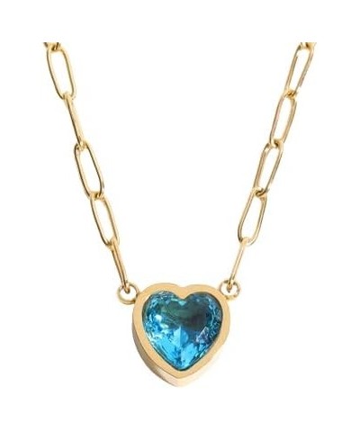 18K Gold Plated Heart Zircon Choker Pendant For Women and Teen Girls Blue $22.05 Necklaces