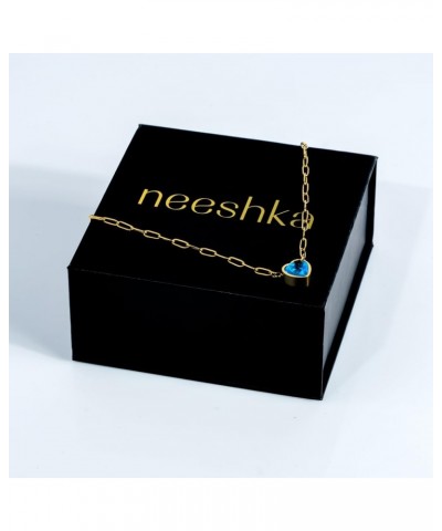 18K Gold Plated Heart Zircon Choker Pendant For Women and Teen Girls Blue $22.05 Necklaces