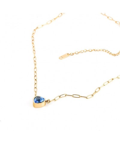 18K Gold Plated Heart Zircon Choker Pendant For Women and Teen Girls Blue $22.05 Necklaces