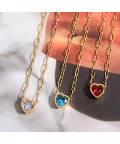 18K Gold Plated Heart Zircon Choker Pendant For Women and Teen Girls Blue $22.05 Necklaces