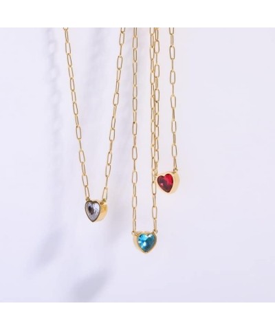 18K Gold Plated Heart Zircon Choker Pendant For Women and Teen Girls Blue $22.05 Necklaces