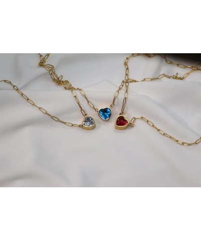 18K Gold Plated Heart Zircon Choker Pendant For Women and Teen Girls Blue $22.05 Necklaces