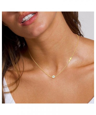 Cross Necklace for Women, 14k Gold Plated/Sterling Silver Chain Diamond Necklace Dainty Cross Pendant Choker Necklaces Thin S...