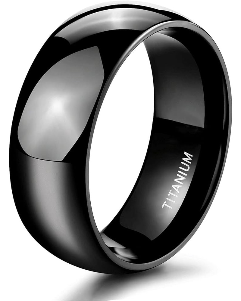 Black Titanium Ring 2mm 4mm 6mm 8mm Dome High Polished Wedding Band Size 3-14.5 8mm 10 $9.85 Rings