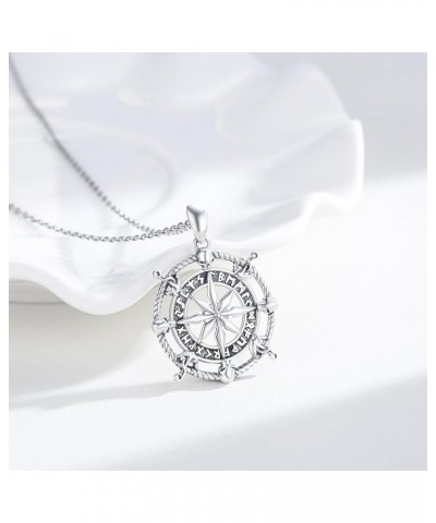 Compass Necklace for Men Women 925 Sterling Silver Viking Necklace Gold/Silver Plated Compass Jewelry Gift for Mom Teen Girls...