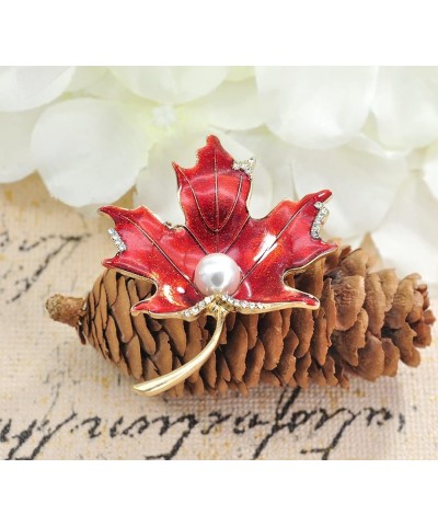 Maple leaf brooch pin Red Glitter Enamel $11.39 Brooches & Pins