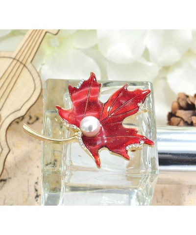 Maple leaf brooch pin Red Glitter Enamel $11.39 Brooches & Pins