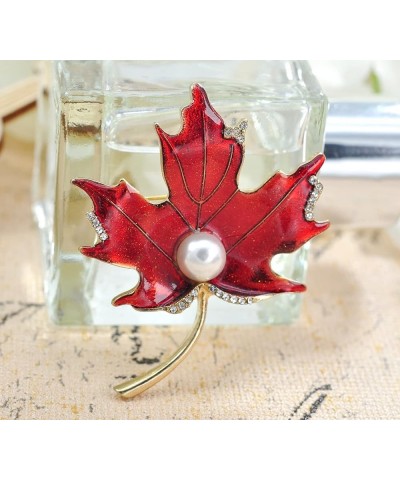 Maple leaf brooch pin Red Glitter Enamel $11.39 Brooches & Pins