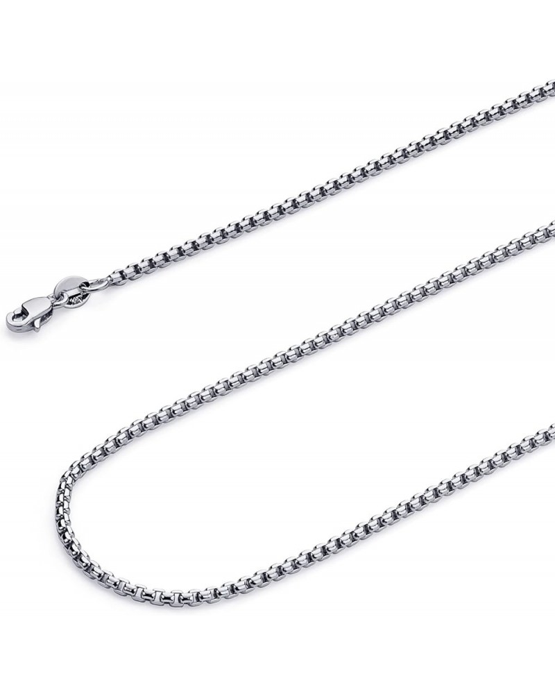 14K Hollow Gold Round Box Chains (Select Options) 20 Inches White Gold $110.95 Necklaces