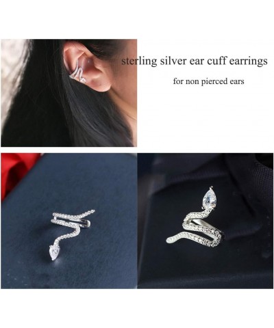 GoodCorset Mall Ear Cuffs Sterling Silver Snake Earrings Climbers Crawler Earrings Hypoallergenic No Piercing Clip on Wrap Ca...