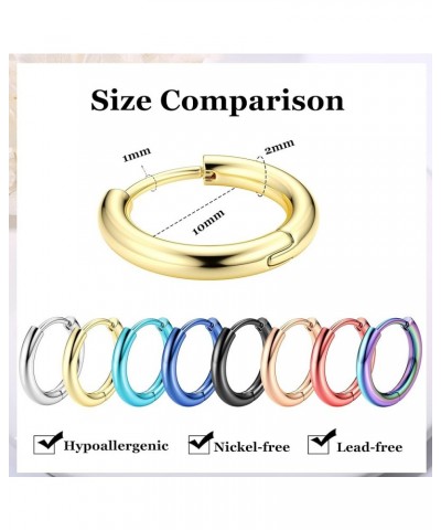 8Pairs Surgical Steel Small Hoop Earrings for Men Women 8mm 10mm Huggie Hoop Earring Tiny Cartilage Hoop Earrings Helix Daith...