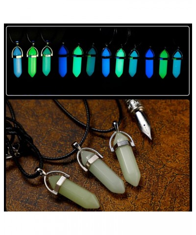 3 Pieces Halloween Luminous Fluorescent Crystal Necklaces Glow in the Dark Crystal Pendant Necklaces Hexagonal Gemstone Chain...