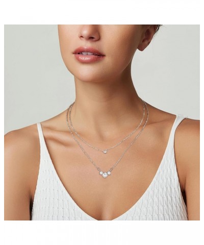 Diamond Layered Necklaces for Women | Dainty Trendy Gold Choker Chain Necklace | 18k Gold Plated Round Love Teardrop CZ Penda...