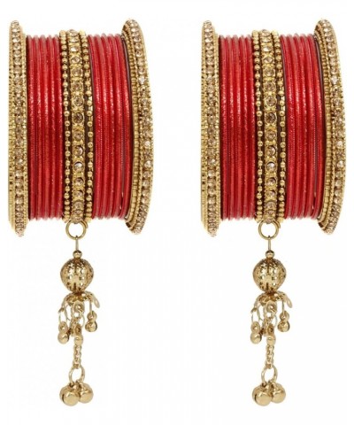 SANARA Traditional Antique Indian Bollywood 30 Pcs Beautiful Wedding Bridal Bangle Set Jewelry Red 2.8 Inches $17.95 Bracelets