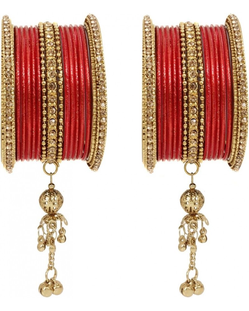 SANARA Traditional Antique Indian Bollywood 30 Pcs Beautiful Wedding Bridal Bangle Set Jewelry Red 2.8 Inches $17.95 Bracelets