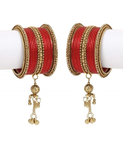 SANARA Traditional Antique Indian Bollywood 30 Pcs Beautiful Wedding Bridal Bangle Set Jewelry Red 2.8 Inches $17.95 Bracelets